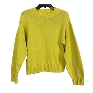 Prologue Thick Knit Yellow Crewneck Pullover Cotton Blend Sweater XS